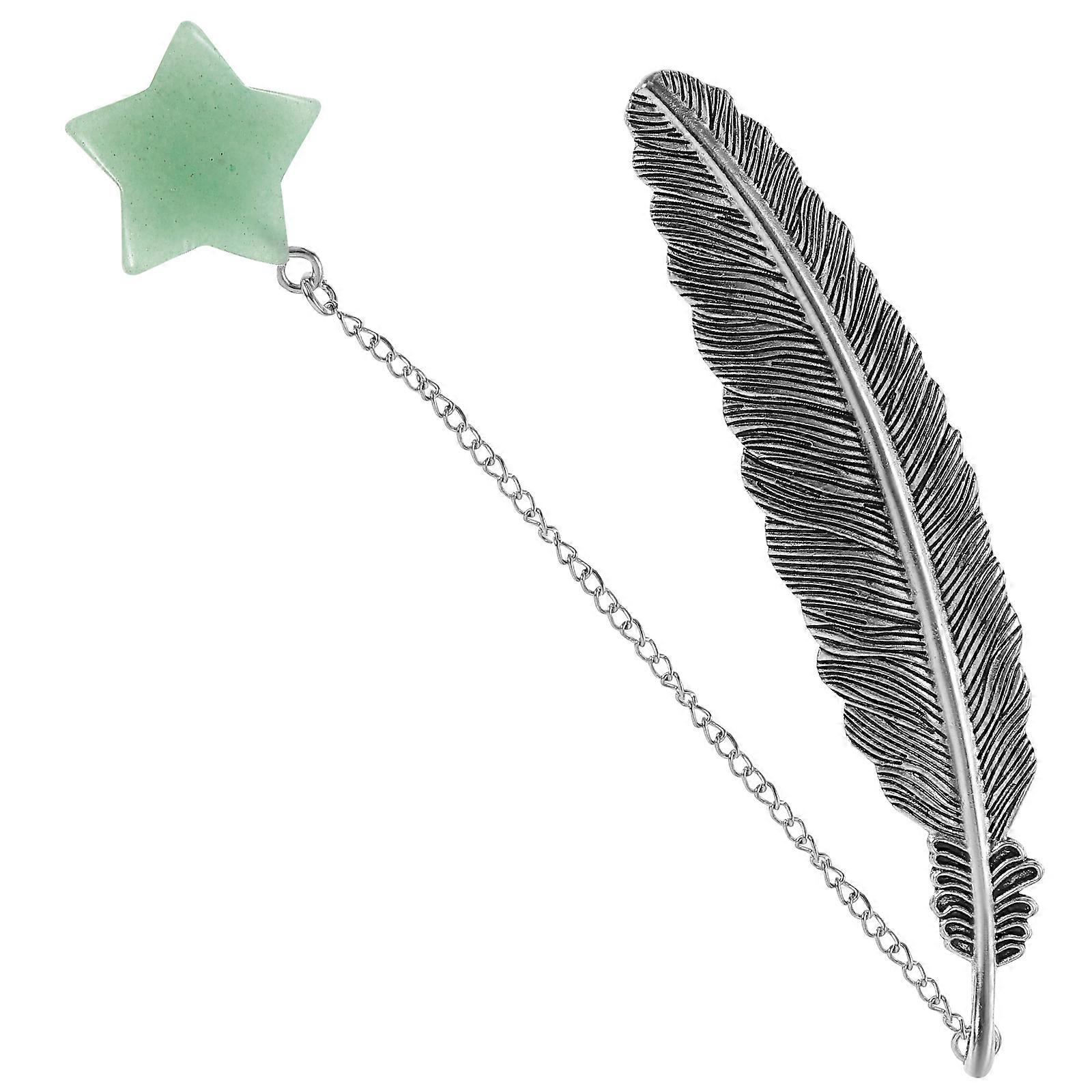 Reading Bookmark with Crystal Pendant Featuring Plume Shape