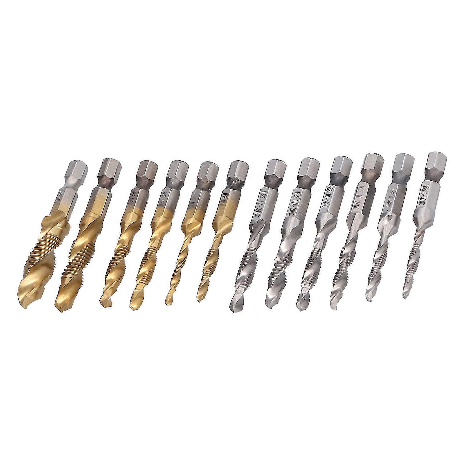 Tap Drill Bits Set Titanium Plated 4241 HSS Hex Shank with Box