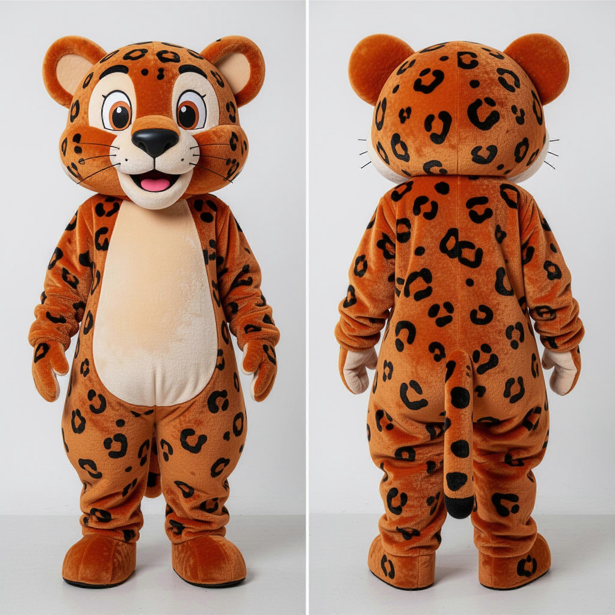 MASTICOT Rust Orange Wide Eyed Leopard Mascot