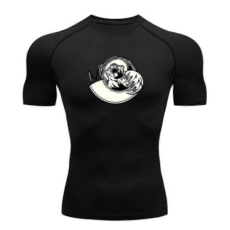 Men's Compression Athletic T-Shirt, Roaring Angry Bear Graph