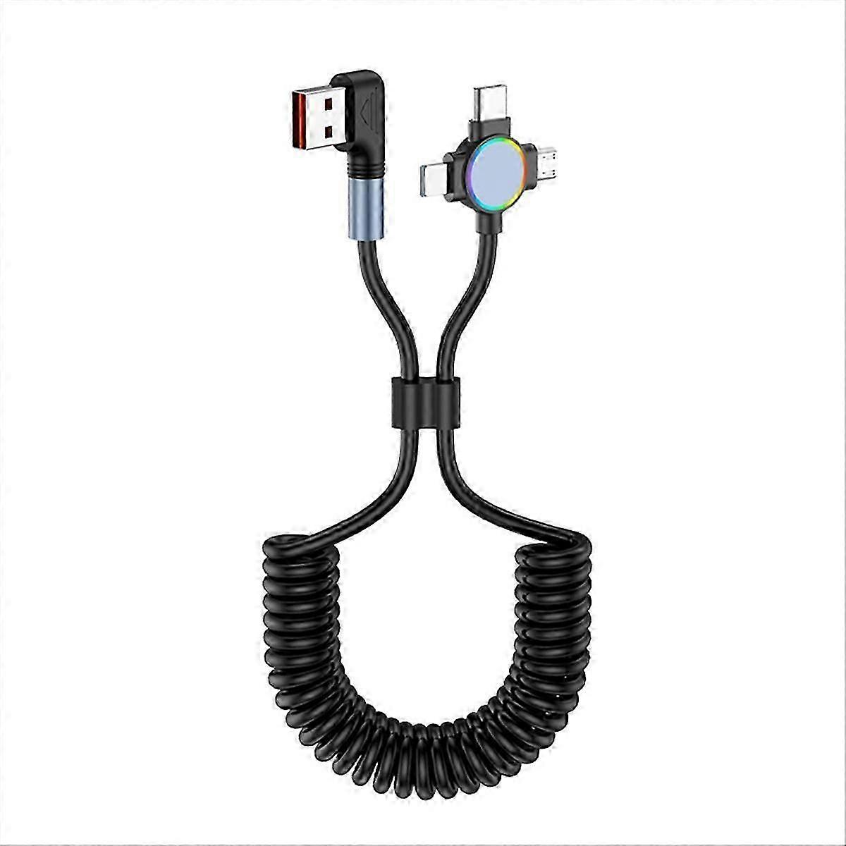 3 in 1 Spring USB Charge Cable Type C Micro-USB Fast Charging B