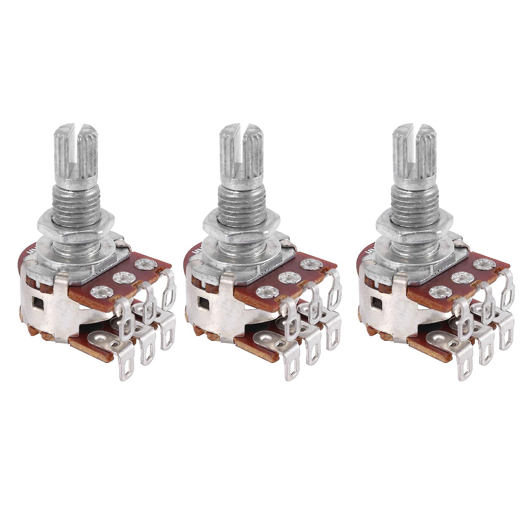 3 Pcs Double Balance Stacked Knurled Stalk Guitar Volume Tone Control Pots Potentiometer Switch MN2