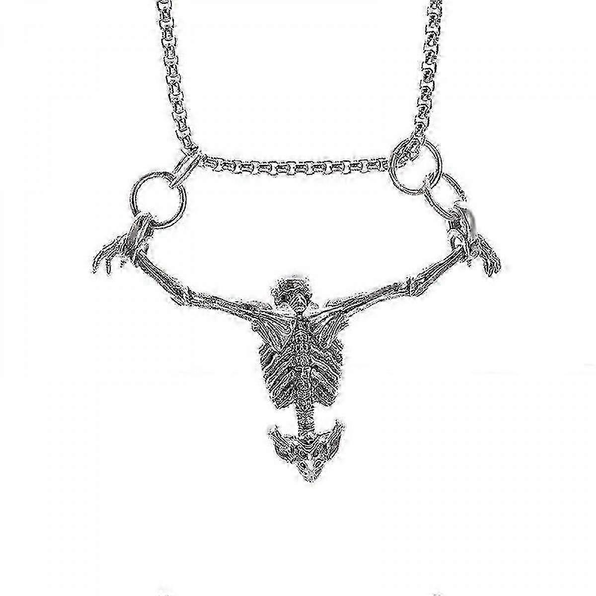 Men's Punk Style Crucifixion Skull Necklace, Halloween Accessory