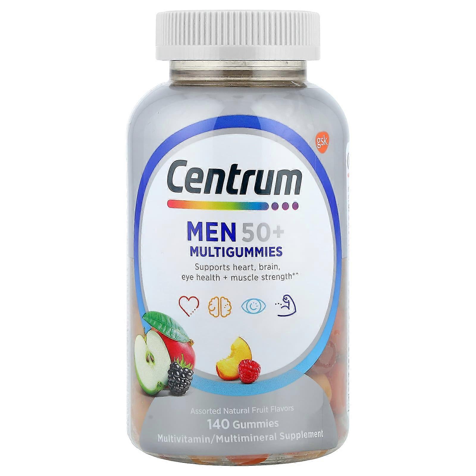 Centrum, Men 50+ Multigummies, Assorted Natural Fruit, 140 Gummies