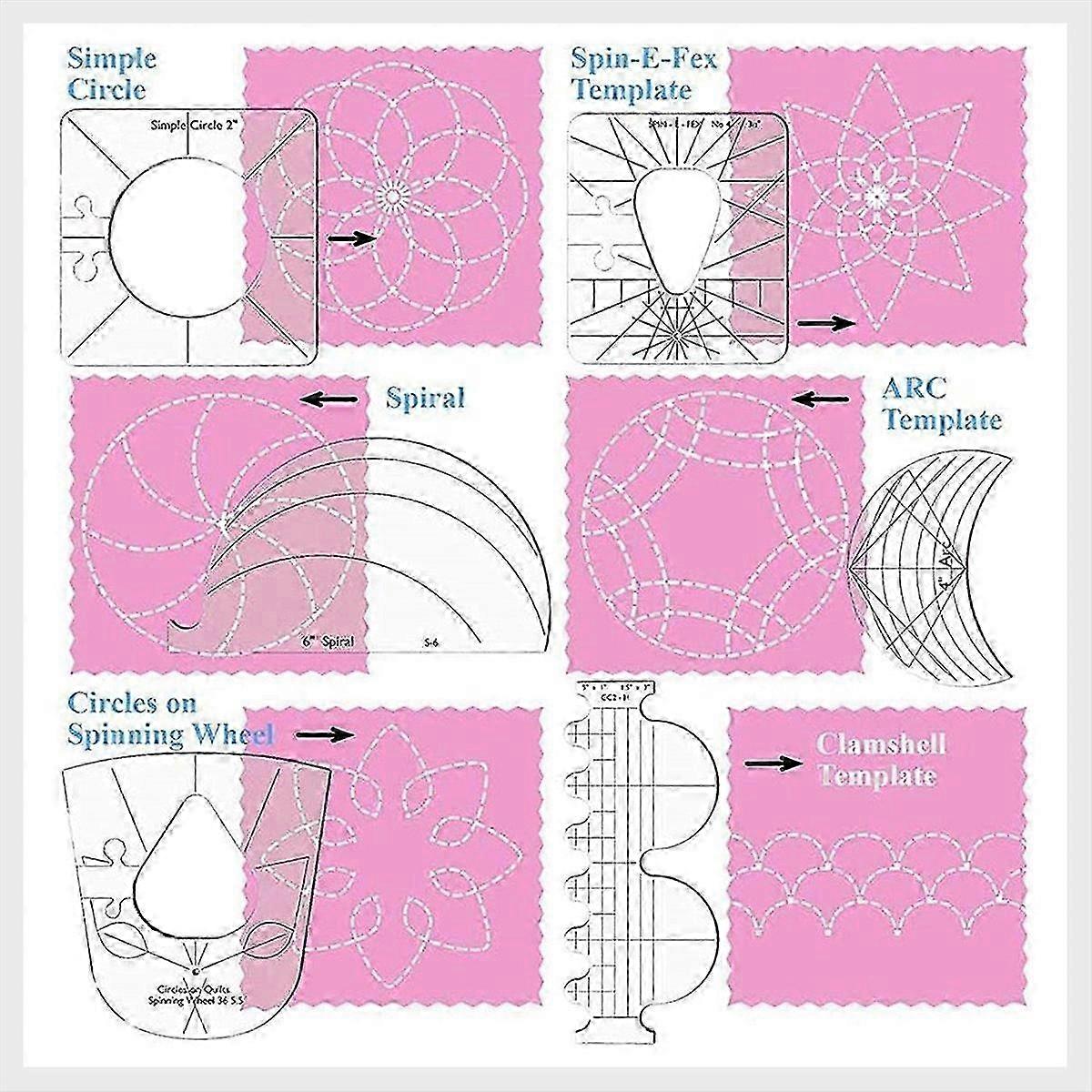 6Pcs Patchwork Ruler Quilting Tools Templates Set