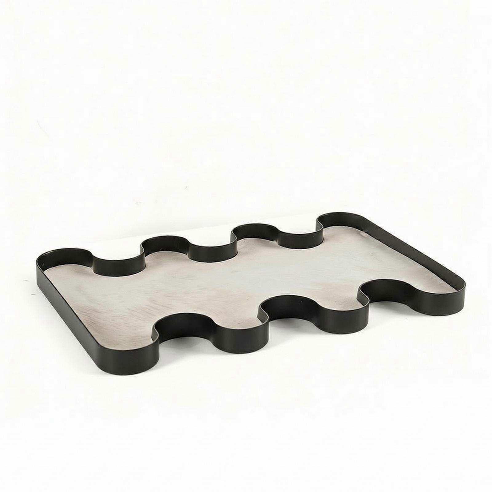 Versatile Metal Storage Tray | Textured Horsehair Surface, Shallow Rectangular