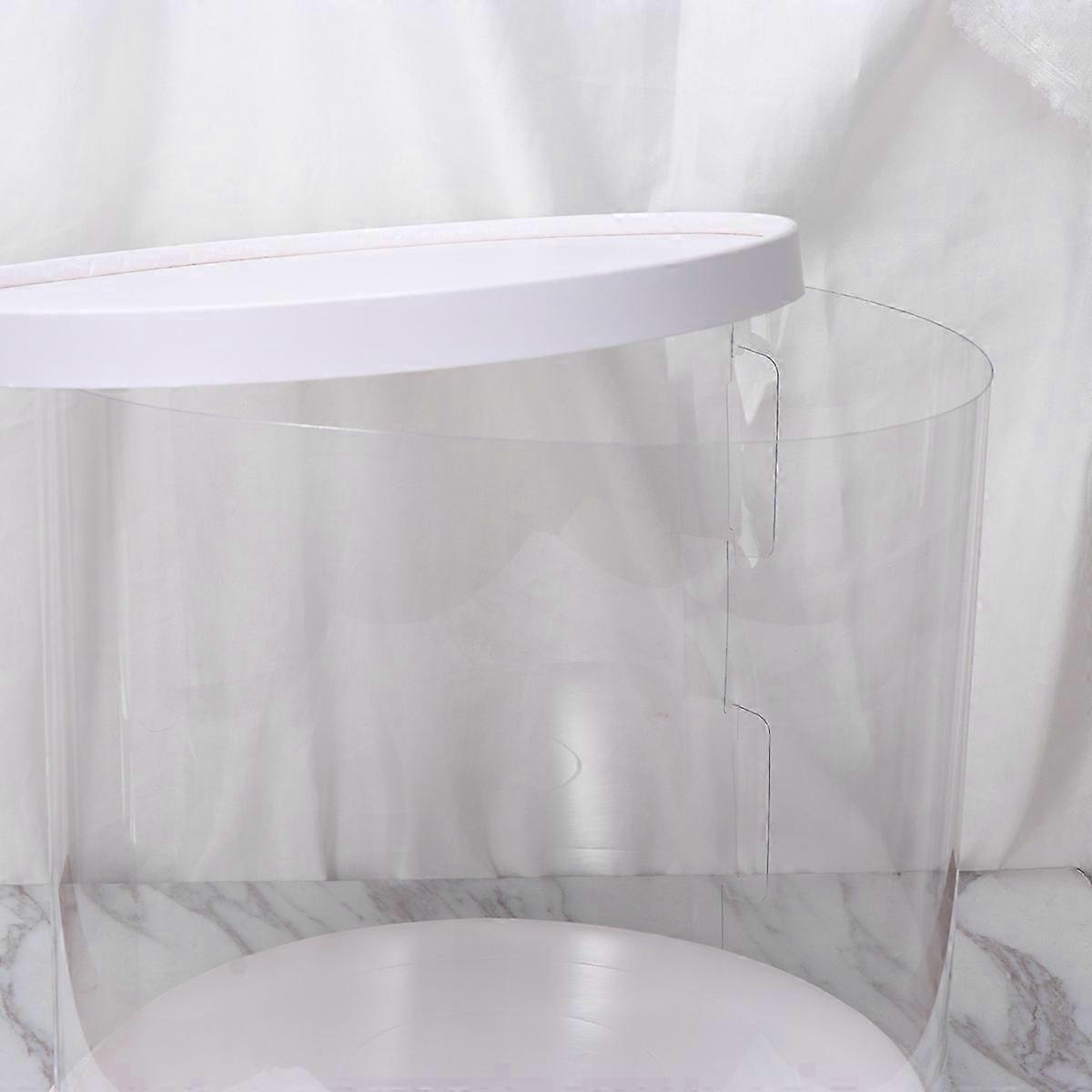 Transparent Cake Box compatible with Cake Storage with White Round Plastic Organizer