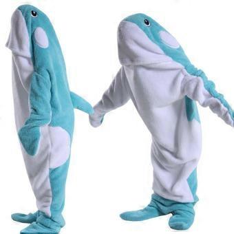 Blue Whale Shark Blanket Hoodie M for Adults, Plush Warm Wearable Shark Blanket for Sleepover Cosplay