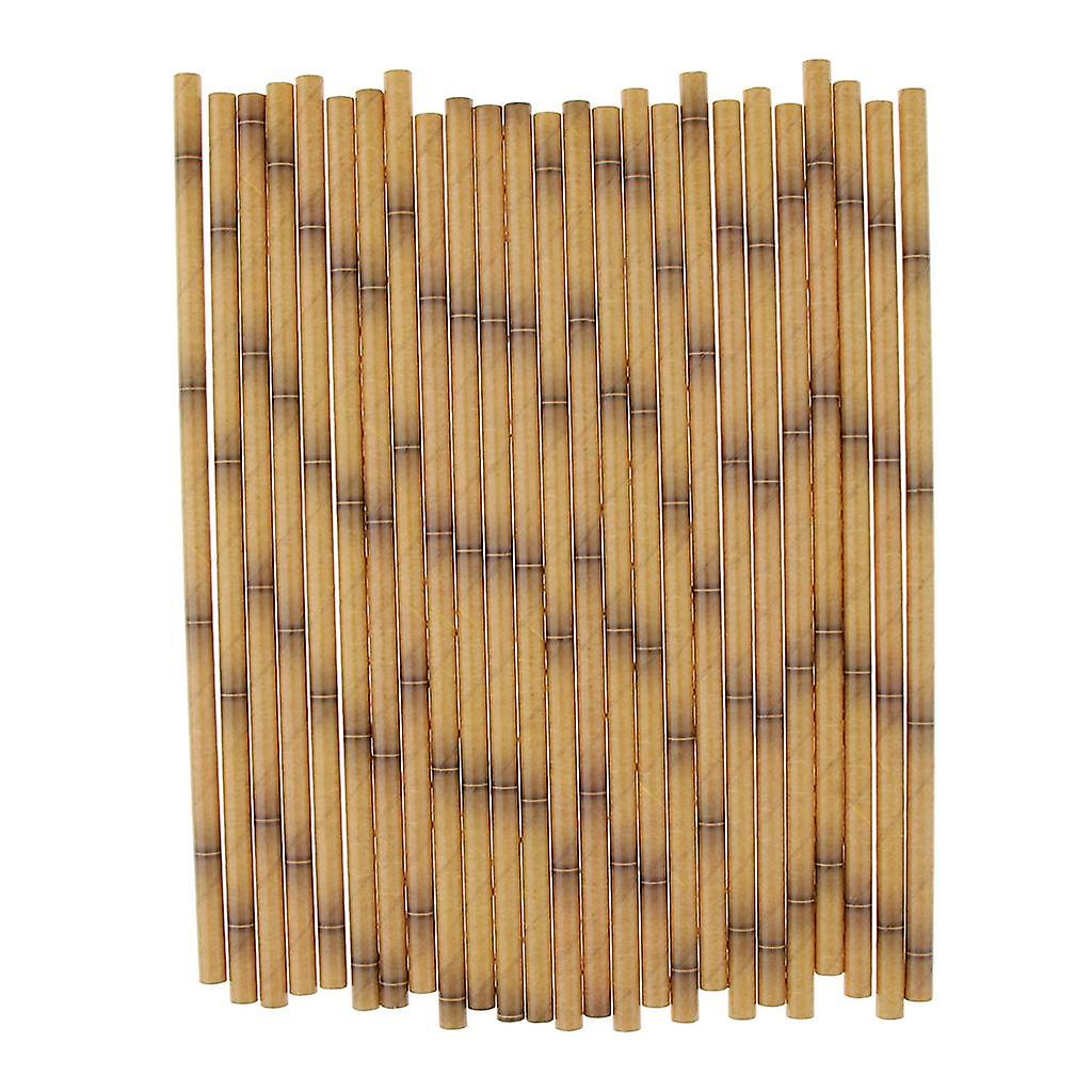 50pcs Bamboo Print Paper Disposable Drinking Straw Party Tableware