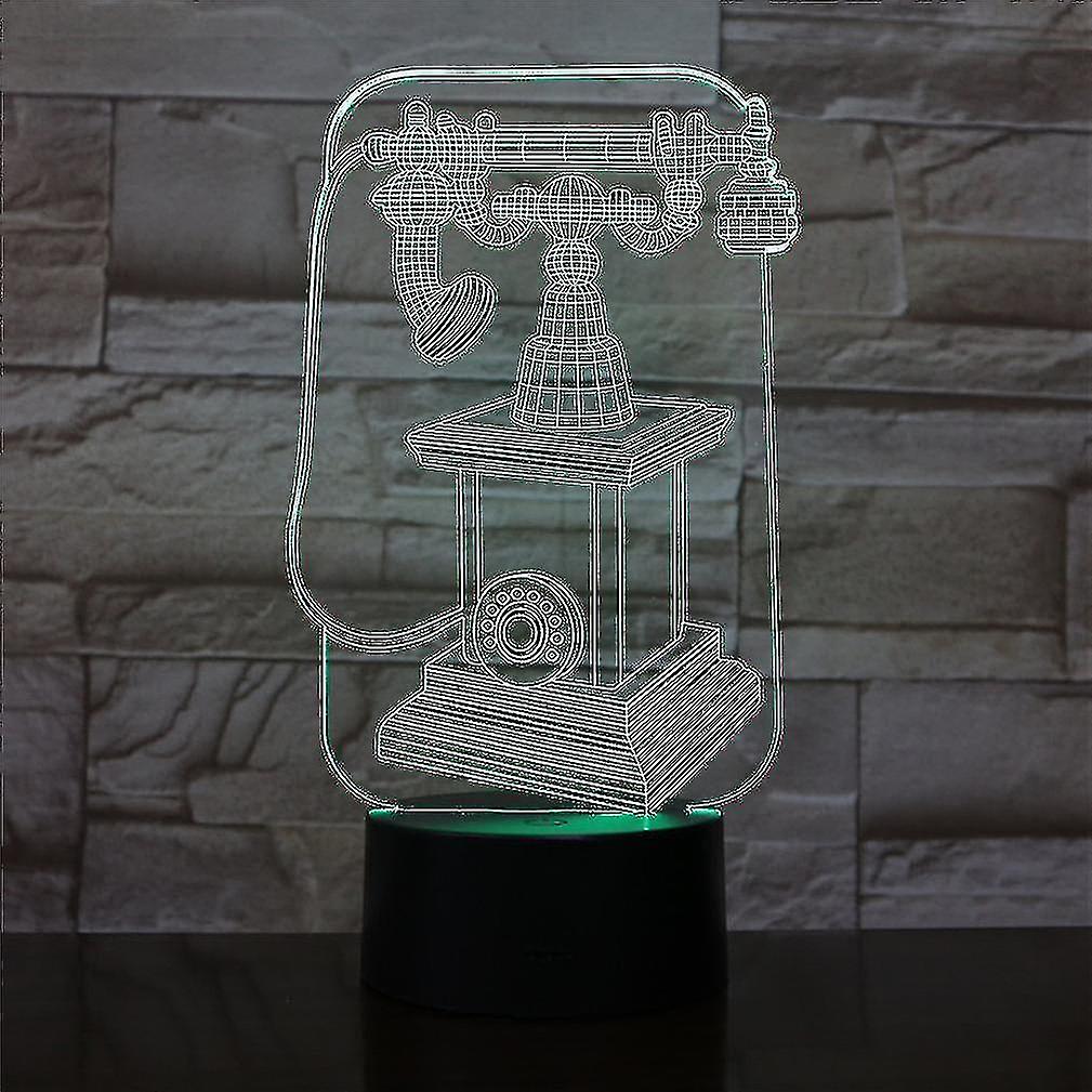 Retro Teleph 3d Led Bed Table Lamp Changing