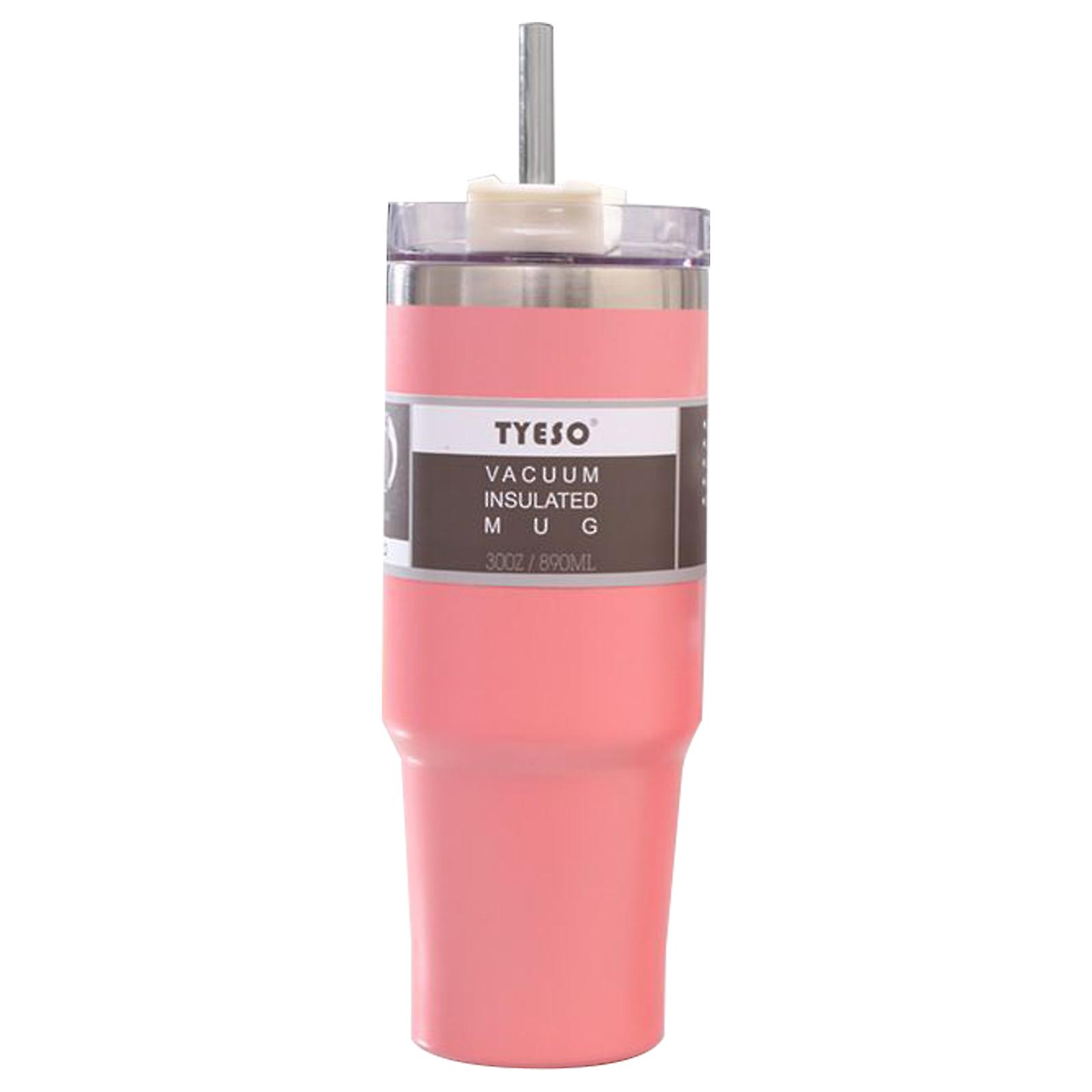 30oz/890 Ml Stainless Steel Reusable Water Bottle Cold Cup With Lid And Straw