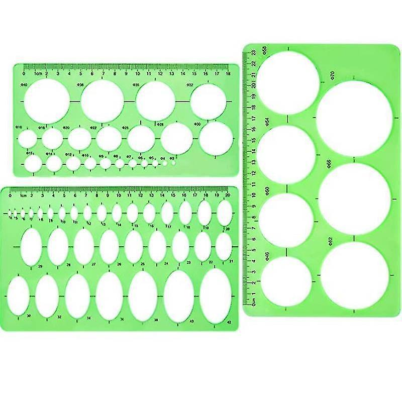 3pcs Circular Template Measuring Geometry Ruler