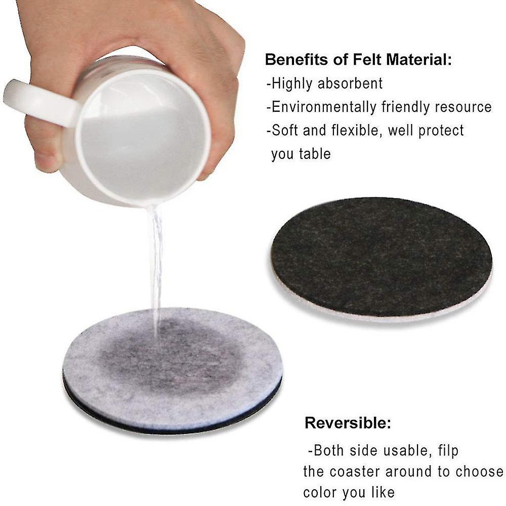 Usable Felt Coasters For Drinks Absorbent With Holder, Table Cup Wine Bar Coasters Set For Glasses,