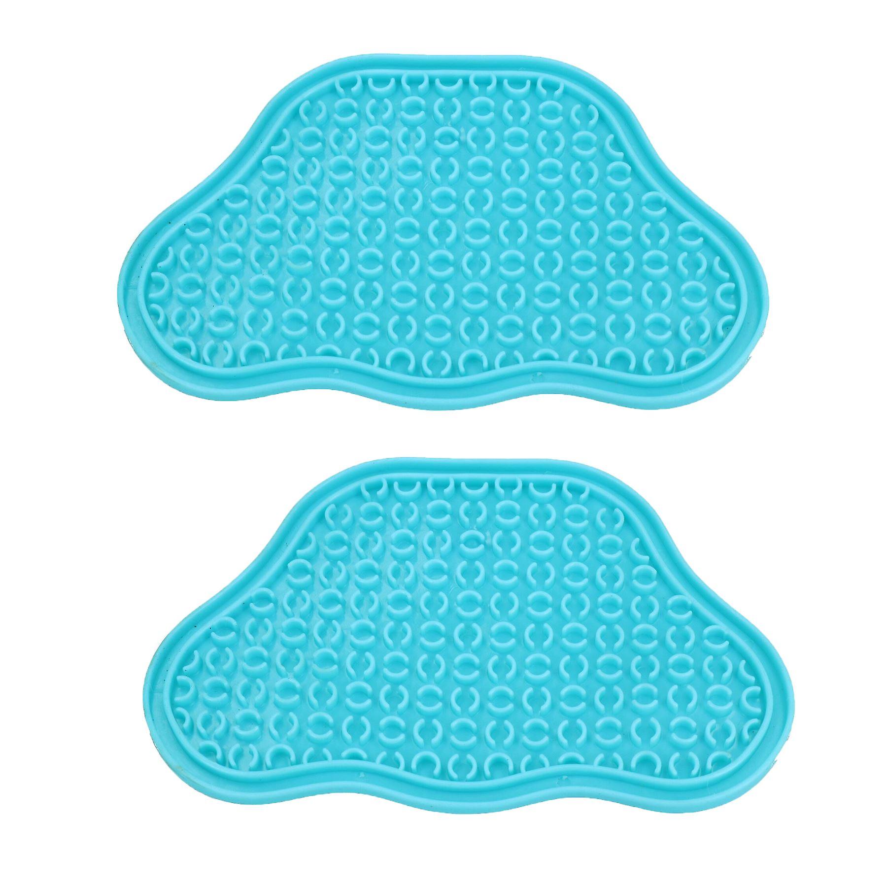 2PK Blue Interactive Dog Slow Lick Mat With Suction Cups Food Accessories