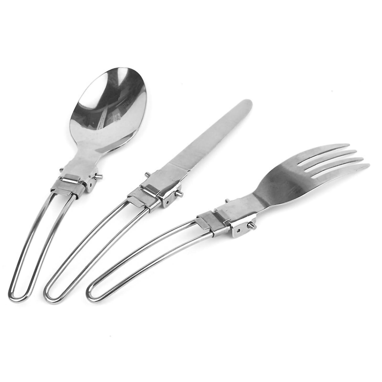 Camping Cutlery,3PCS/Set Knife Fork Spoon Cutlery Set Folding Tableware Exceptional Craftsmanship