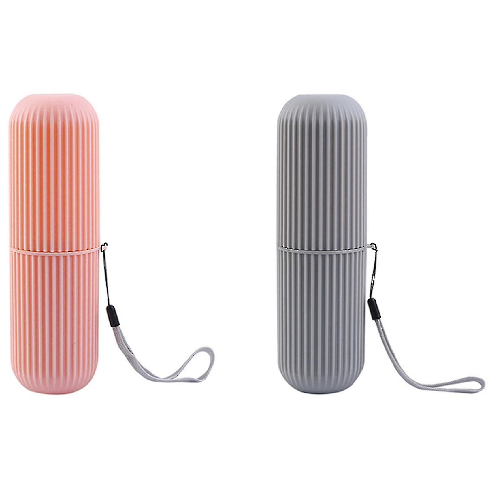 2 Pcs Portable Toothbrush Kits Toothpaste Cup Holder Storage Box(kui)