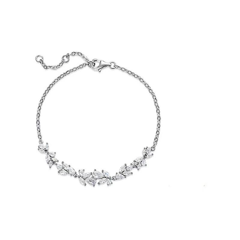 Chic wisteria flower silver bracelet, adjustable length
