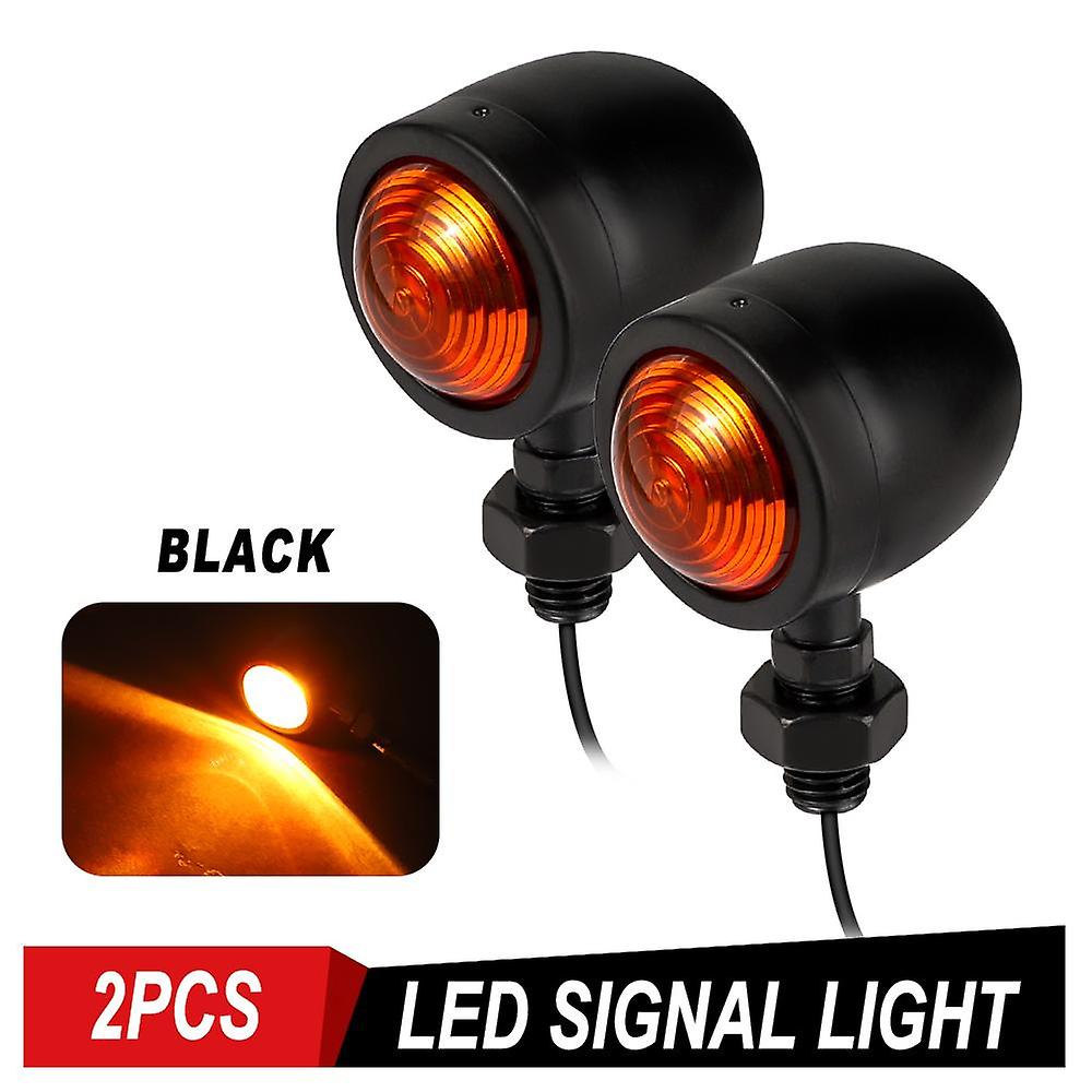 2PCS Motorcycle Led Turn Signal Lights Direction Indicator Lamp Bullet Bulb Chrome Amber Moto Front Lamp Tail Light 12V Universal Motorbike Blinkers