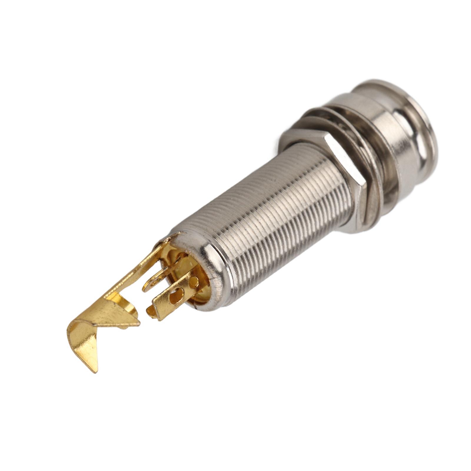 Copper Stereo End Pin Jack Socket for Electric Guitar Ukulele Pickup Silver Gold