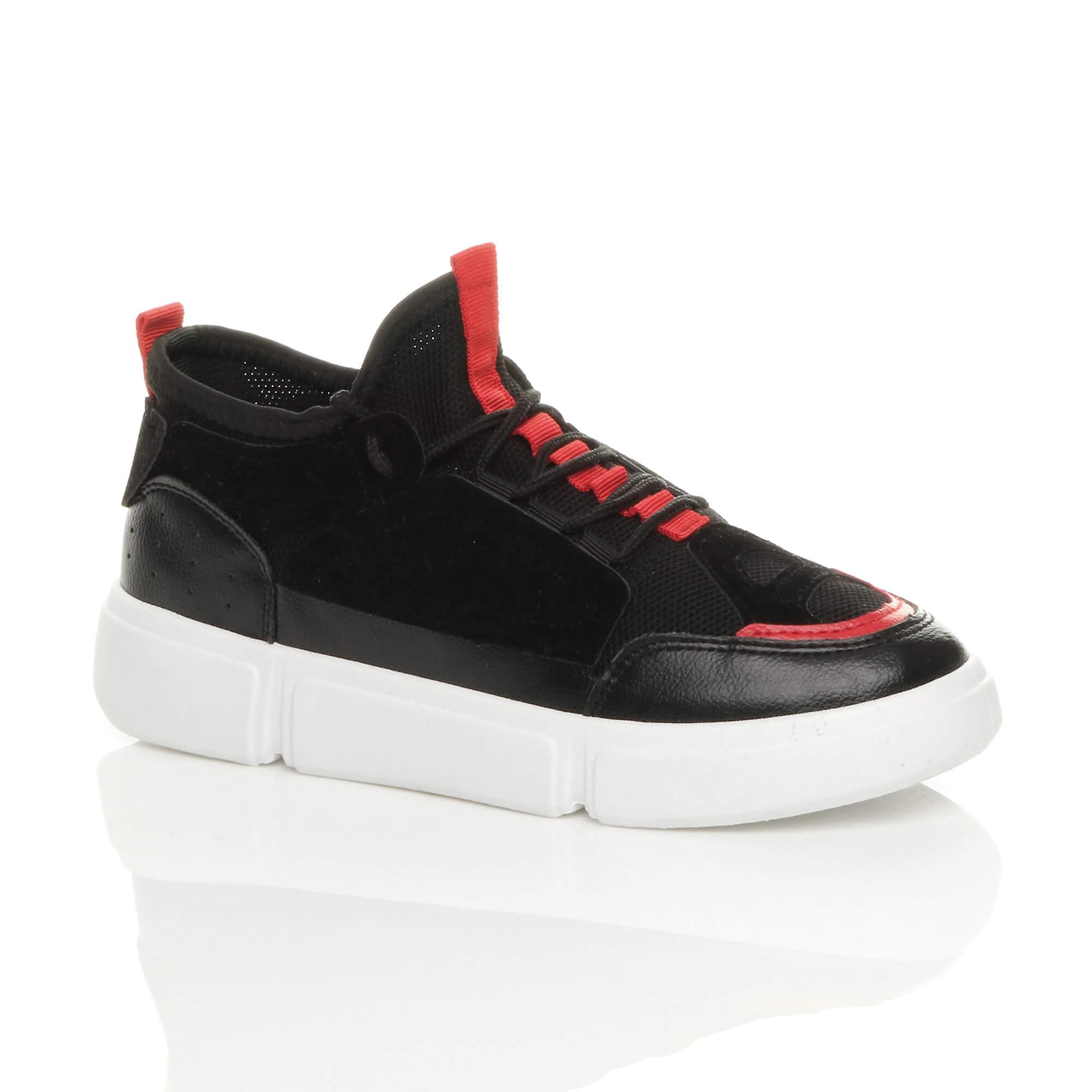 Ajvani womens lace up elastic platform low top retro trainers