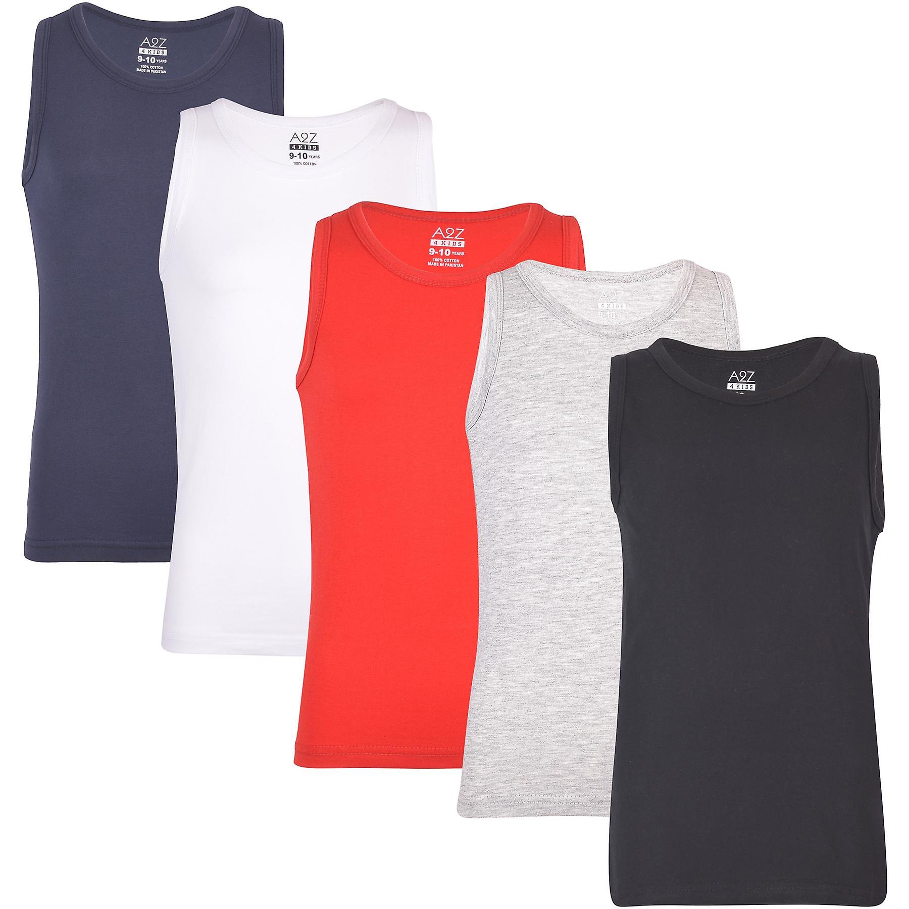 Barn Pojkar 5 Pack Väst Topp 100% Bomull Mode Underkläder Ärmlös Sommarväst