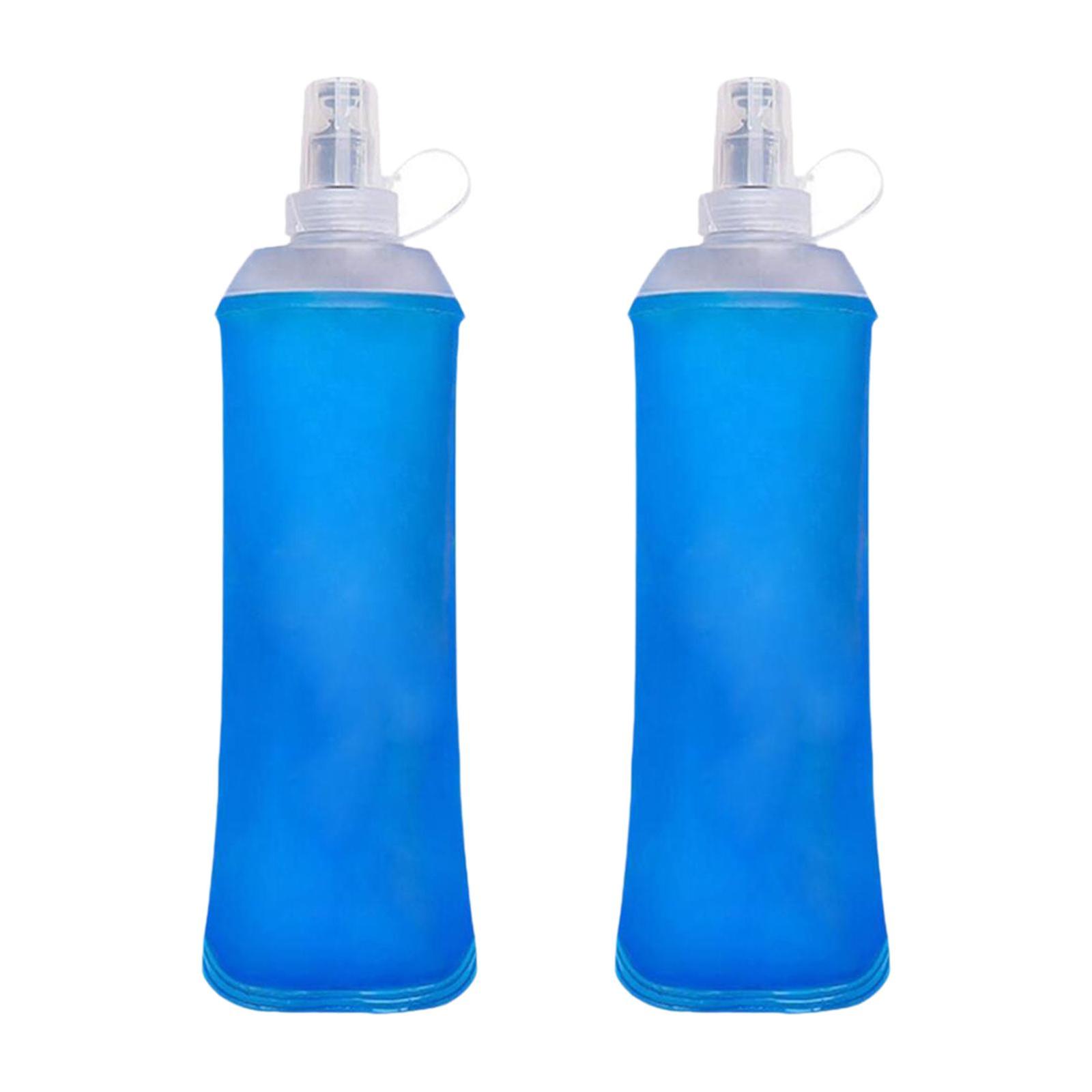 2Pcs Soft Flask Leakproof 500ml Soft Water Bottle for Running Jogging Hiking
