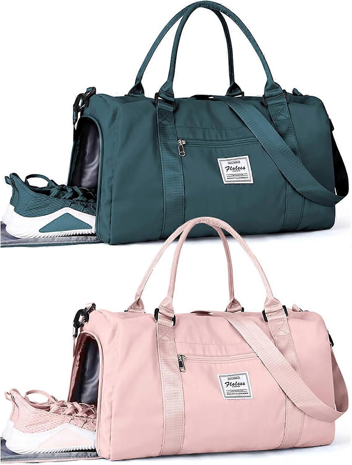Travel Gym Duffel Bag with Shoes Compartment and Wet Pocket - For Men and Womengreen