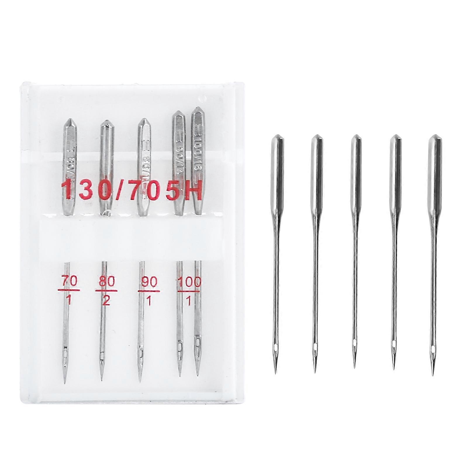 5pcs Machine Needle Iron Material Flat Shank Regular Point Sewing Needle Replacement Kit