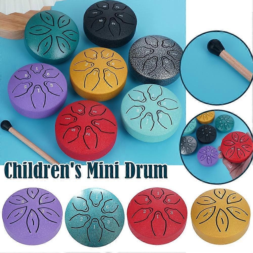 Drum for Singing and Dancing Portable Craft Mini Void Drum 3-inch 6-tone