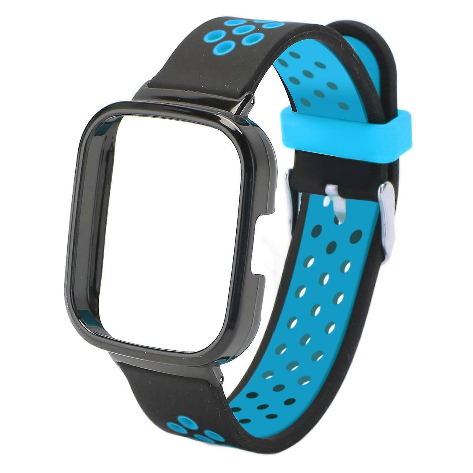 2 In 1 Watch Replacement Band For Redmi Watch 3 Quick Release Soft Silicone Sweat Proof Smartwatch Wristband Black Blue