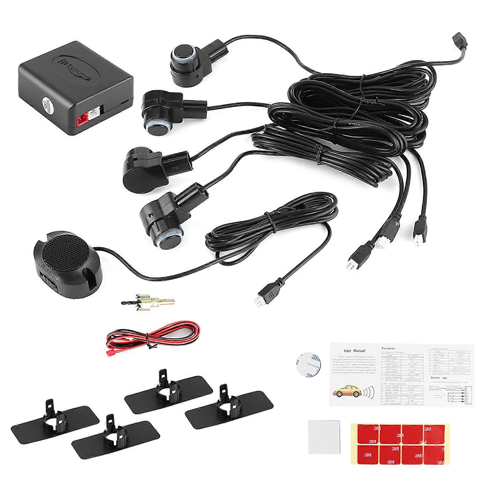 Intelligent Parking Assistance System 4 Sensor Probe Car Auto Reverse Radar 65dB Buzzer Alert Kit