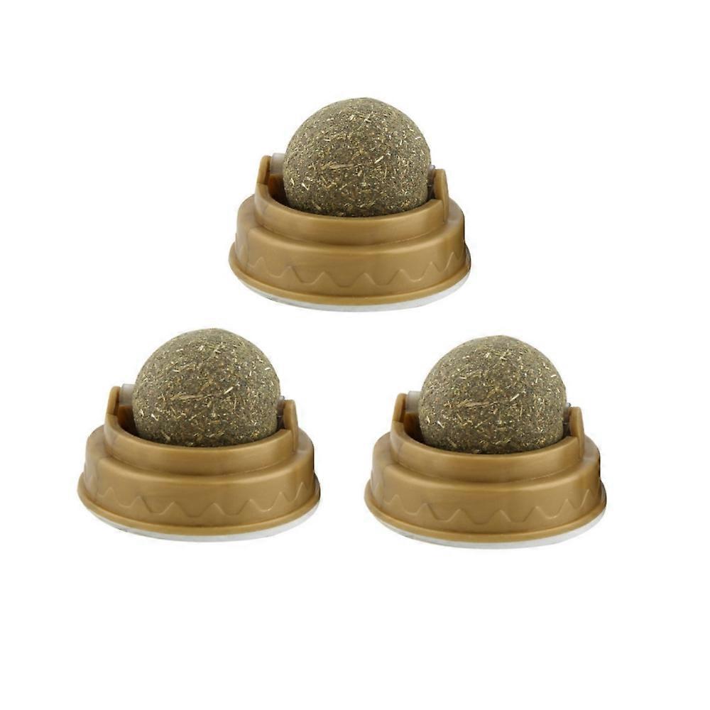 3pcs Catnip Wall Toy Rotatable Catnip Roller Ball Wall Toys for Cats Lick Healthy