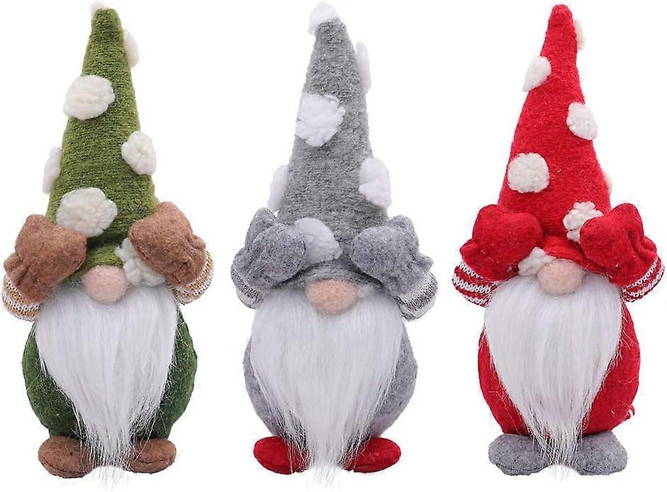 3Pcs Handmade Christmas Gonk Dwarf Elf Figurines For Table Decor