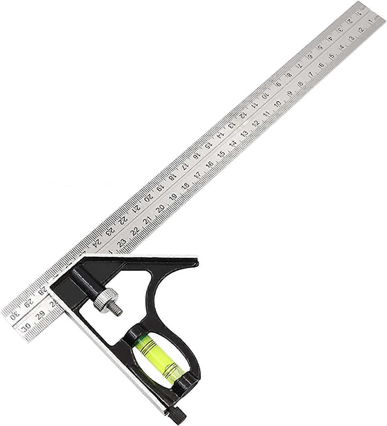 Stainless Steel Adjustable Combination Angle Ruler with Spirit Level, Square Measuring Tools Woodworking Plotter Tool for 45/90 Carpenter Angle Measur