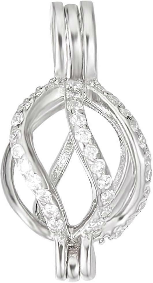 1Box 1Pc Ball Cage Charm Sterling Silver Cubic Zircon Pearls and Gemstone PendantSetting Handmade Lockets Charm