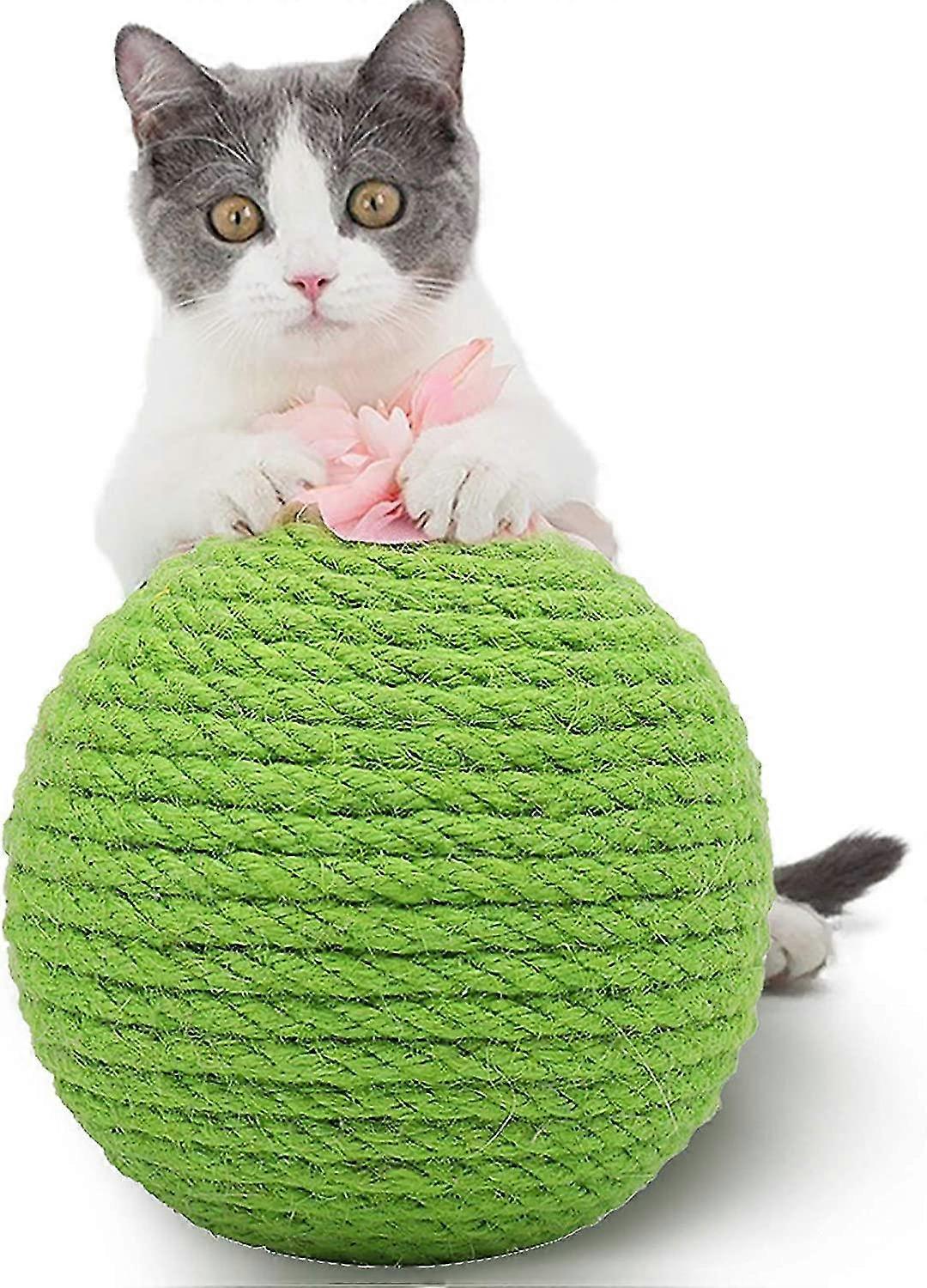 Cat Scratching Ball, Sisal Cactus Kitten Cat Toy With Bell Ball - Environmentally Friendly Natural Pet Toy Interactive Bite And Wear Toy