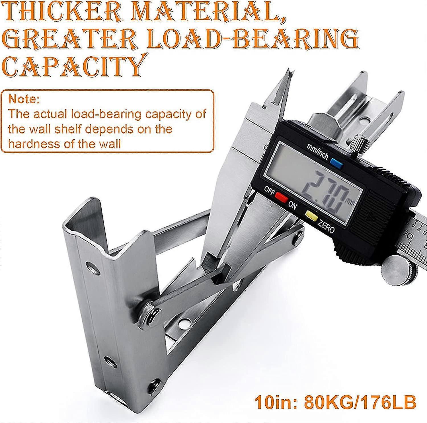 Loiion 250mm Folding Bracket, Folding Shelf Brackets Max Load 80kg, Stainless Steel Folding Console Bracket, Wall Shelf Bracket (2pcs)