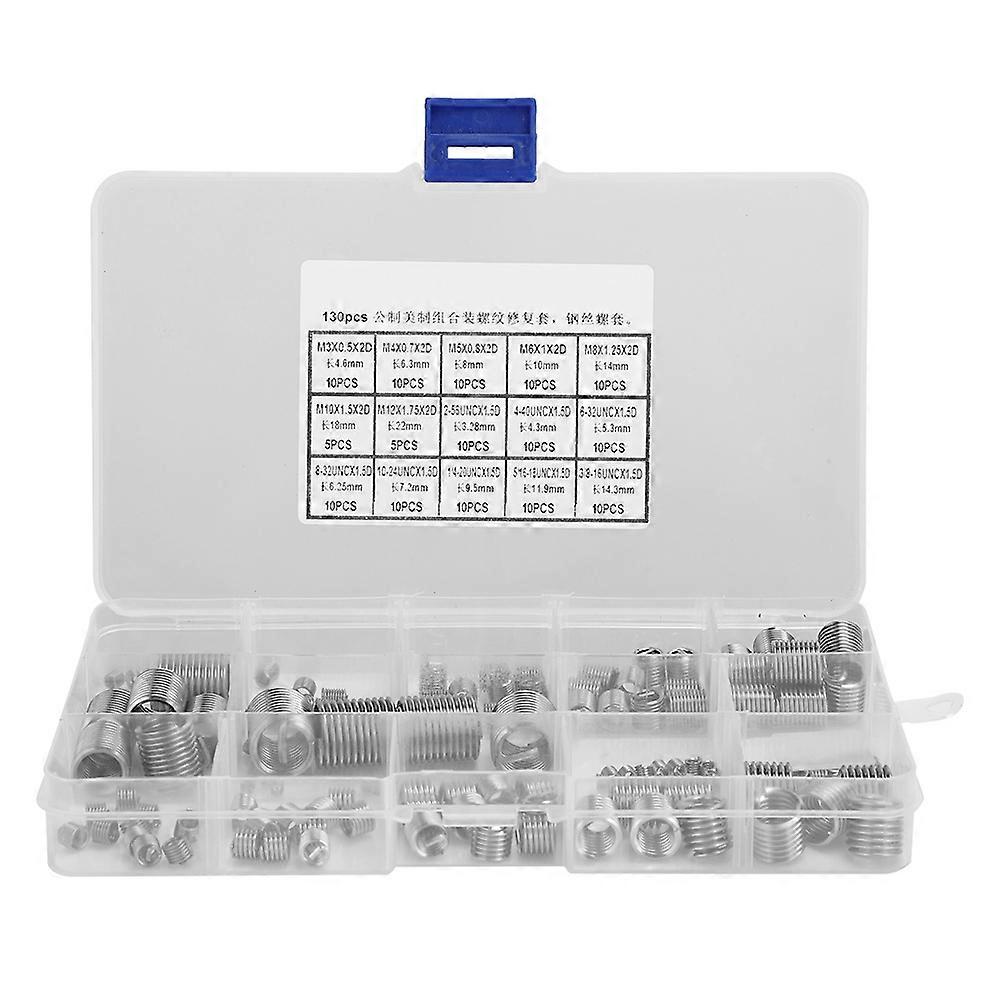 140pcs Metric/American Thread Repair Tool Stainless Steel Wire Thread Insert Assortment Set