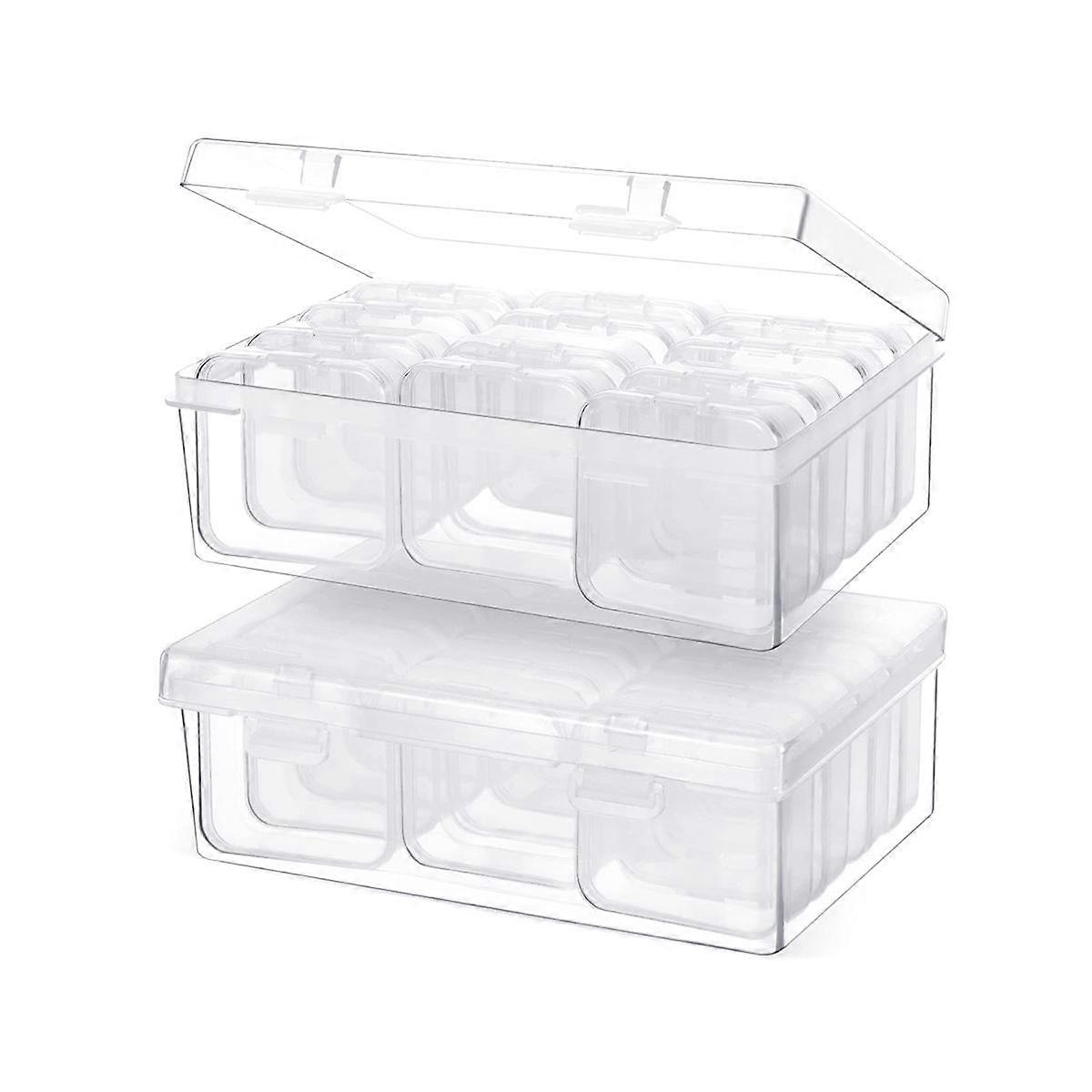 24Pc Small Bead Organizer Plastic Storage Containers Clear Storage Case Craft Containers with 2Pc H