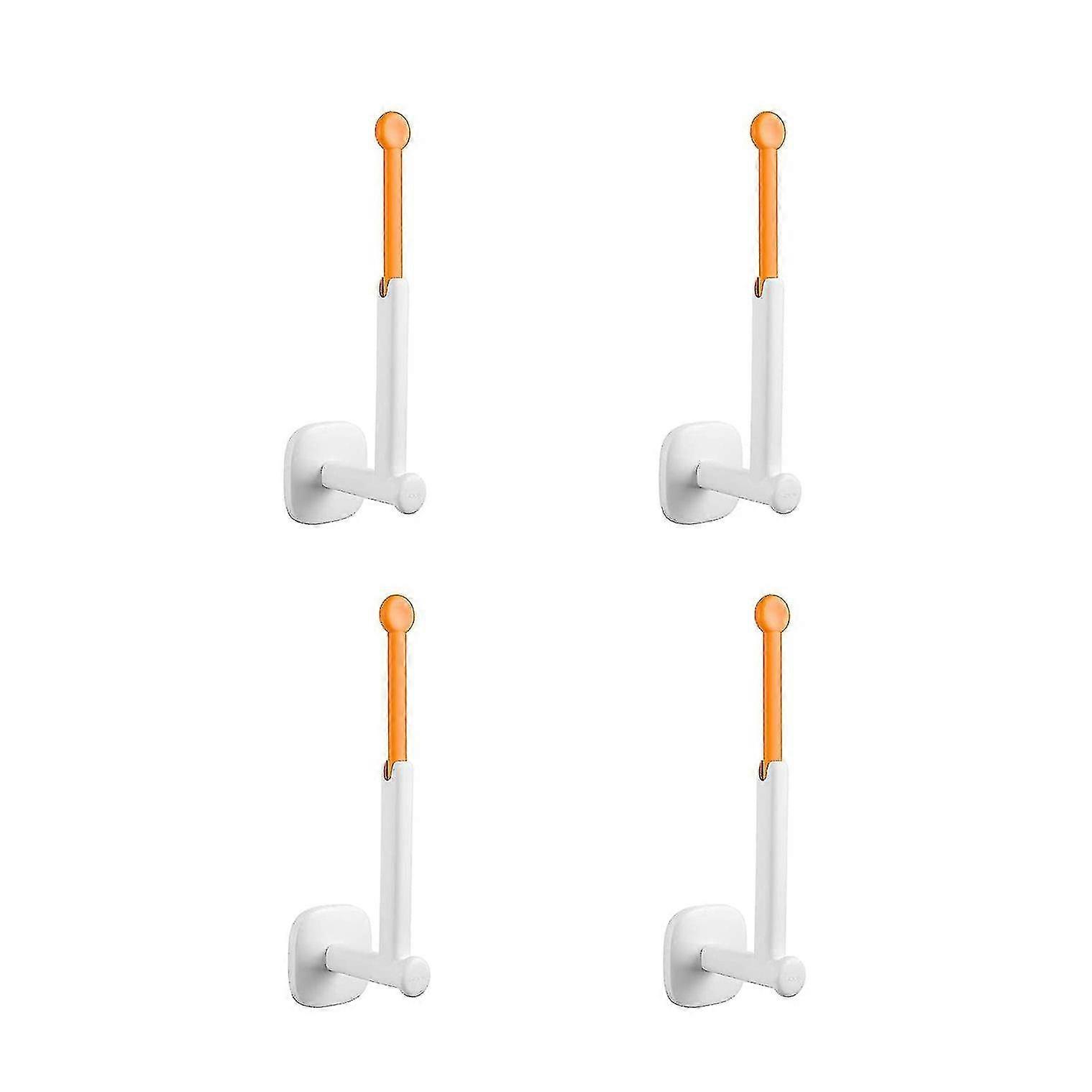 4pcs adhesive hooks wall hooks multifunction rotatable (orange)