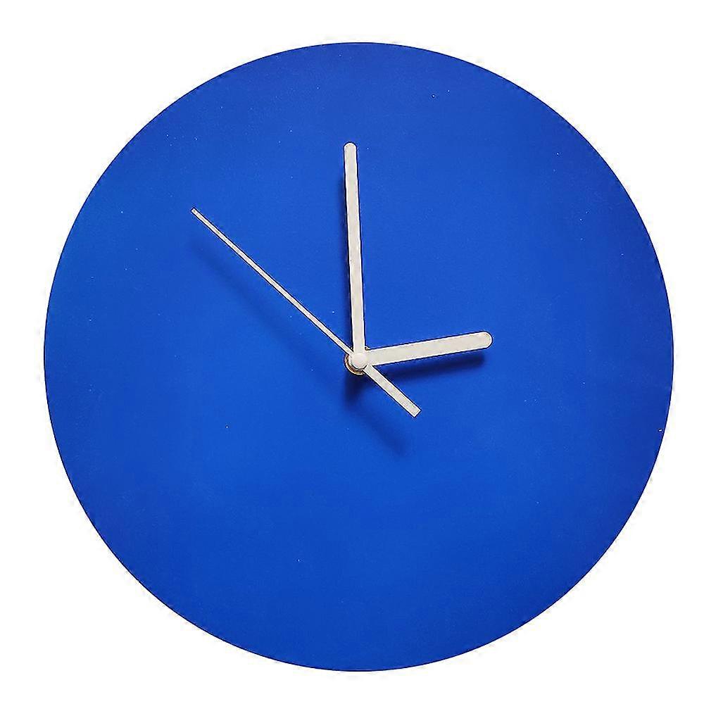 ins retro klein blue wall clock nordic wooden mute clocks (round)