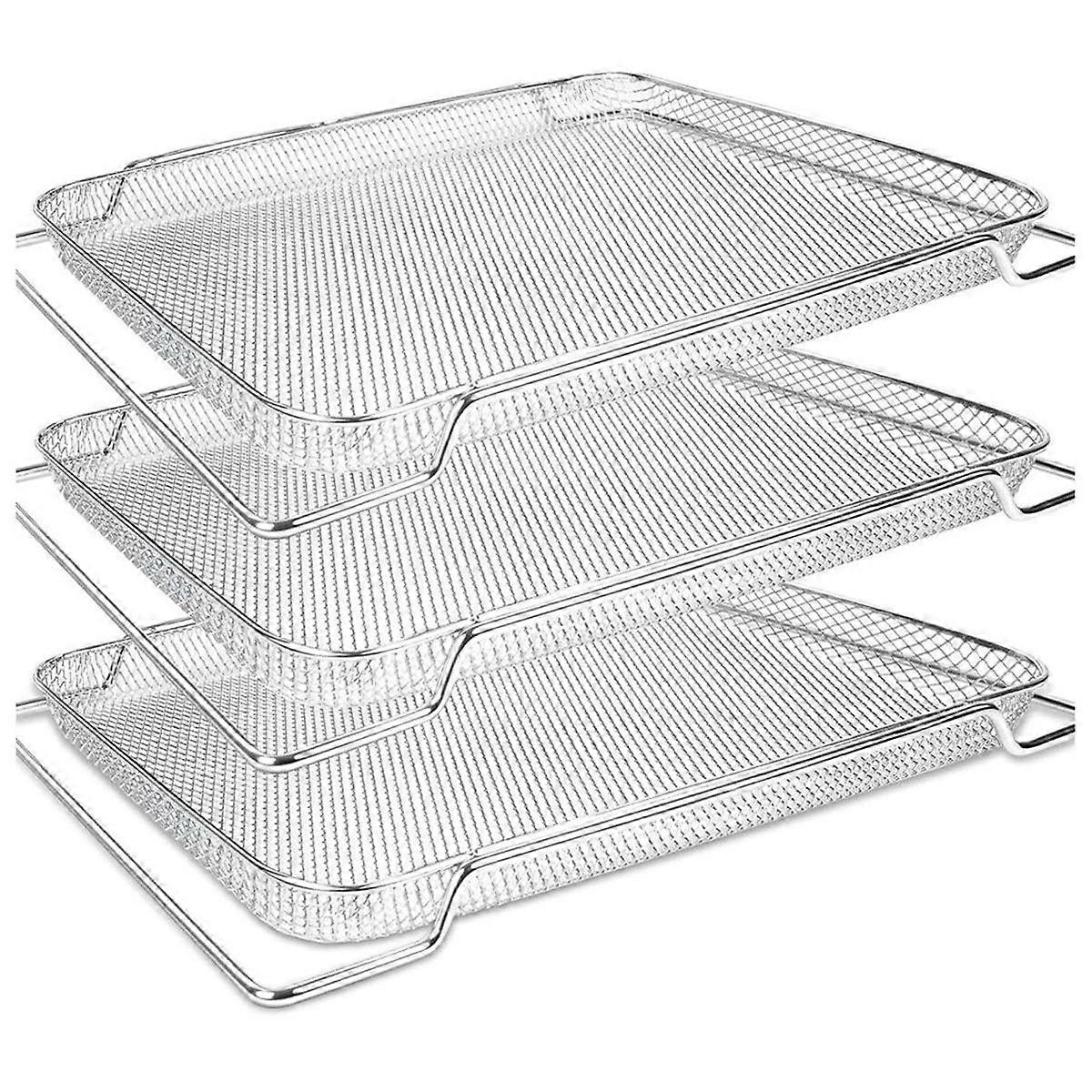 Cestello per friggitrice ad aria da 3 pezzi per forno intelligente Friggitrice ad aria Pro Cestini in rete inossidabile Parti della friggitrice ad aria Vassoio a rete per forno