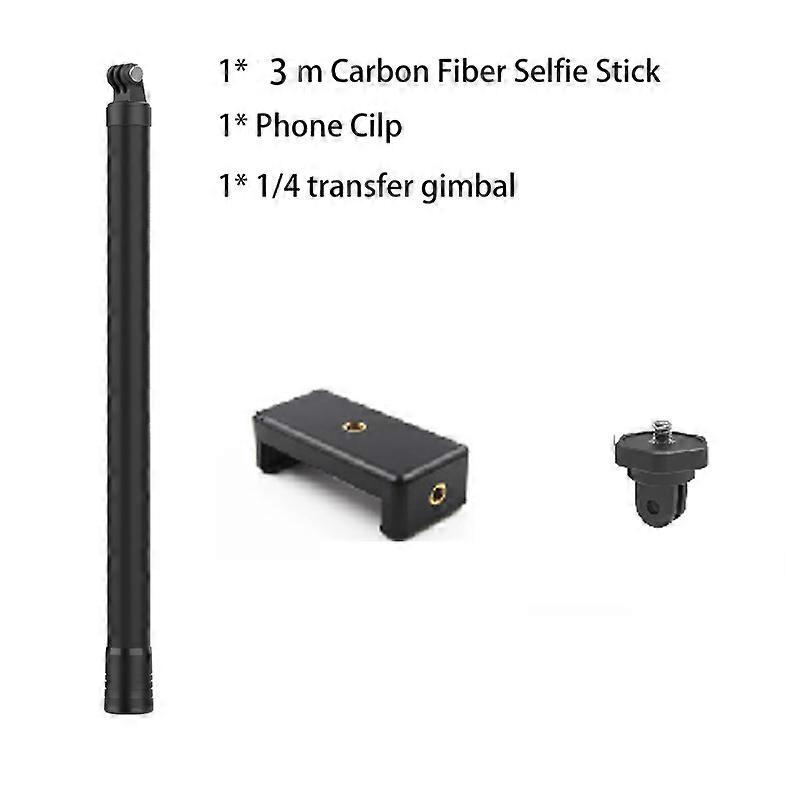 Redkid Bâton à selfie monopode en fibre de carbone de 27 m de long 3 m pour GoPro Hero 11 10 9 8 7 6
