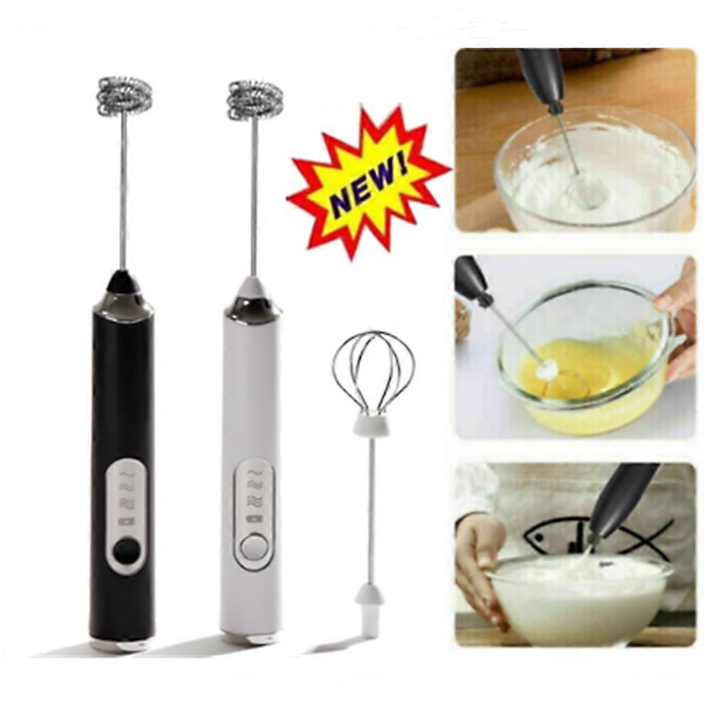 Electric Milk Frother Double Whisk Handheld Coffee Foam Mixer USB Rechargeable