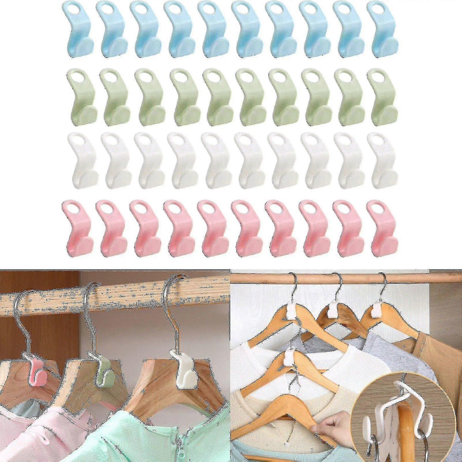 40 Pcs Clothes Hanger Connector Hooks Cascading Home Closet Clip Space Saving Organizer