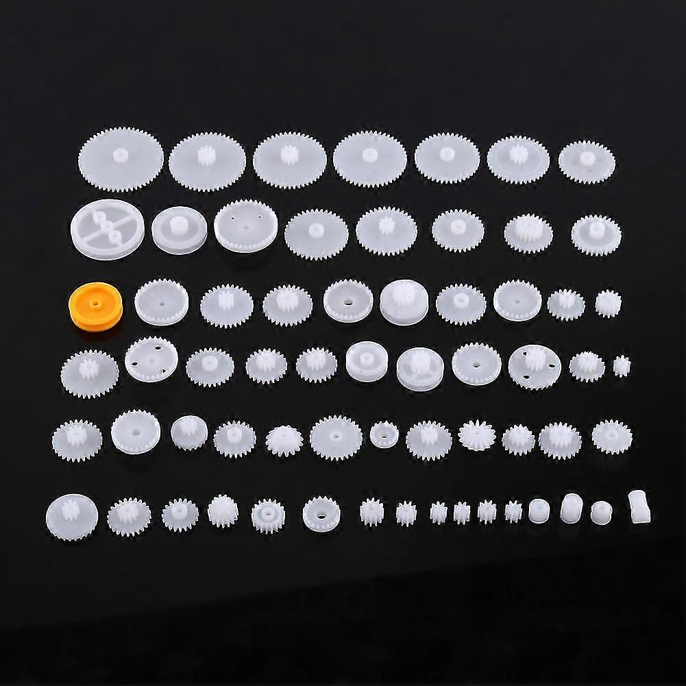 Plastic Gears, Pulley Worm Kits Portable Durable Gear Set Plastic Gears Toy For Cars, (64 Gear Sets)