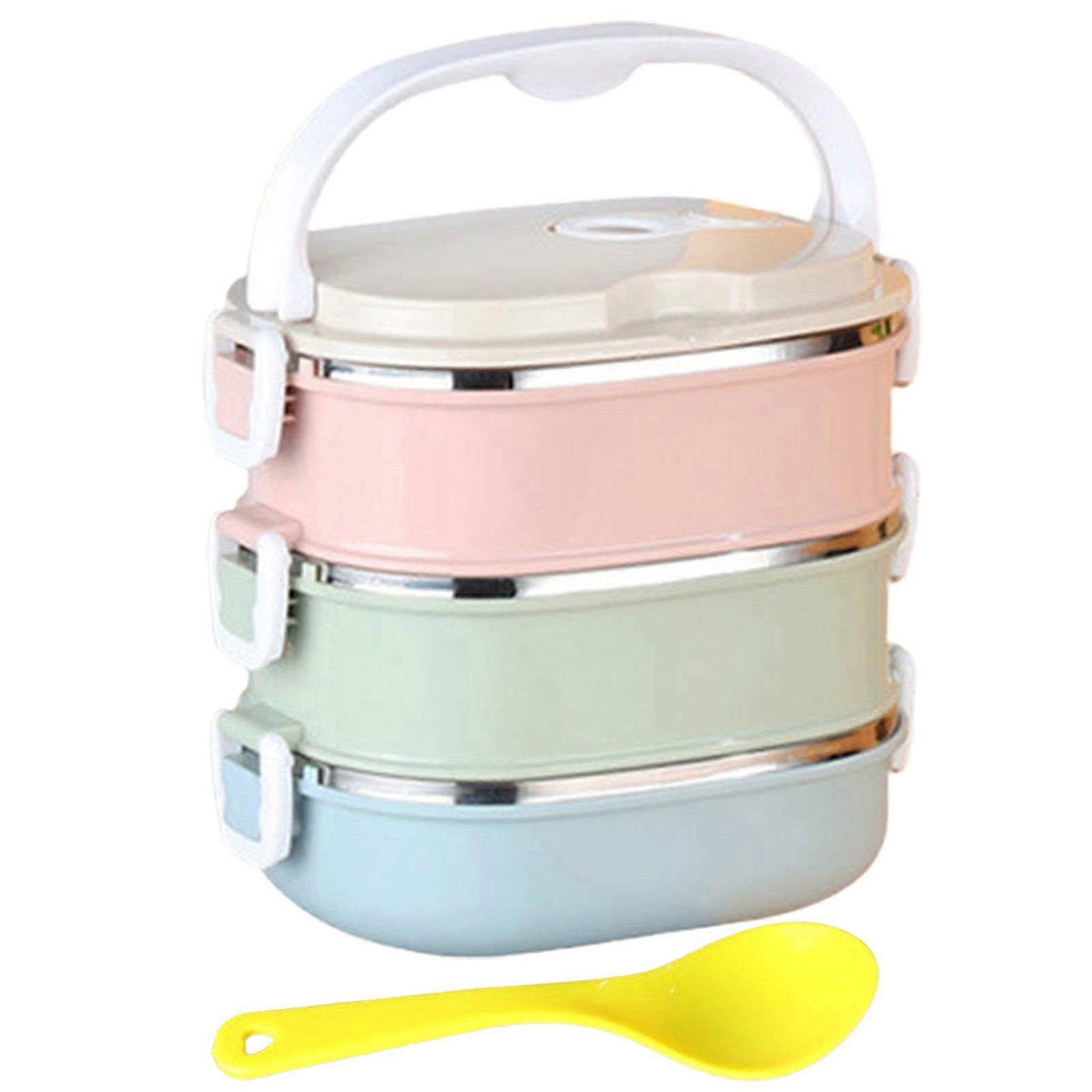 1 Set 800/1600/2400ml Lunch Box 1/2/3 Layer with Handle Stackable Thermal Stainless Steel Cold And Hot Food Storage Container Office Supplies KAESI