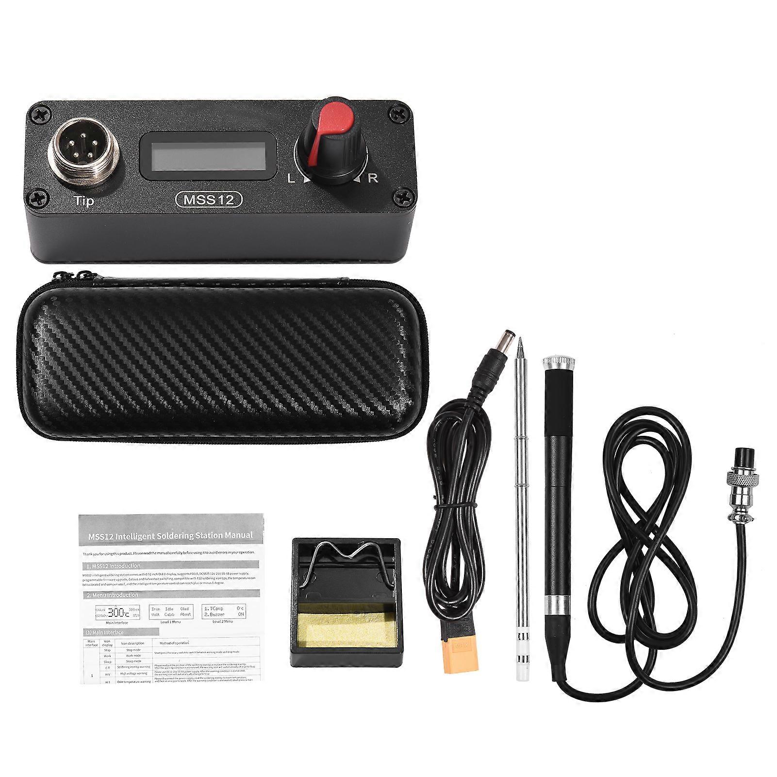 MSS12 Mini Estação de Solda OLED Ferro de Solda Elétrico com Estojo de Zíper Compatível com T12 Suporta PD3.0 / 3S-6S / 12V-25V