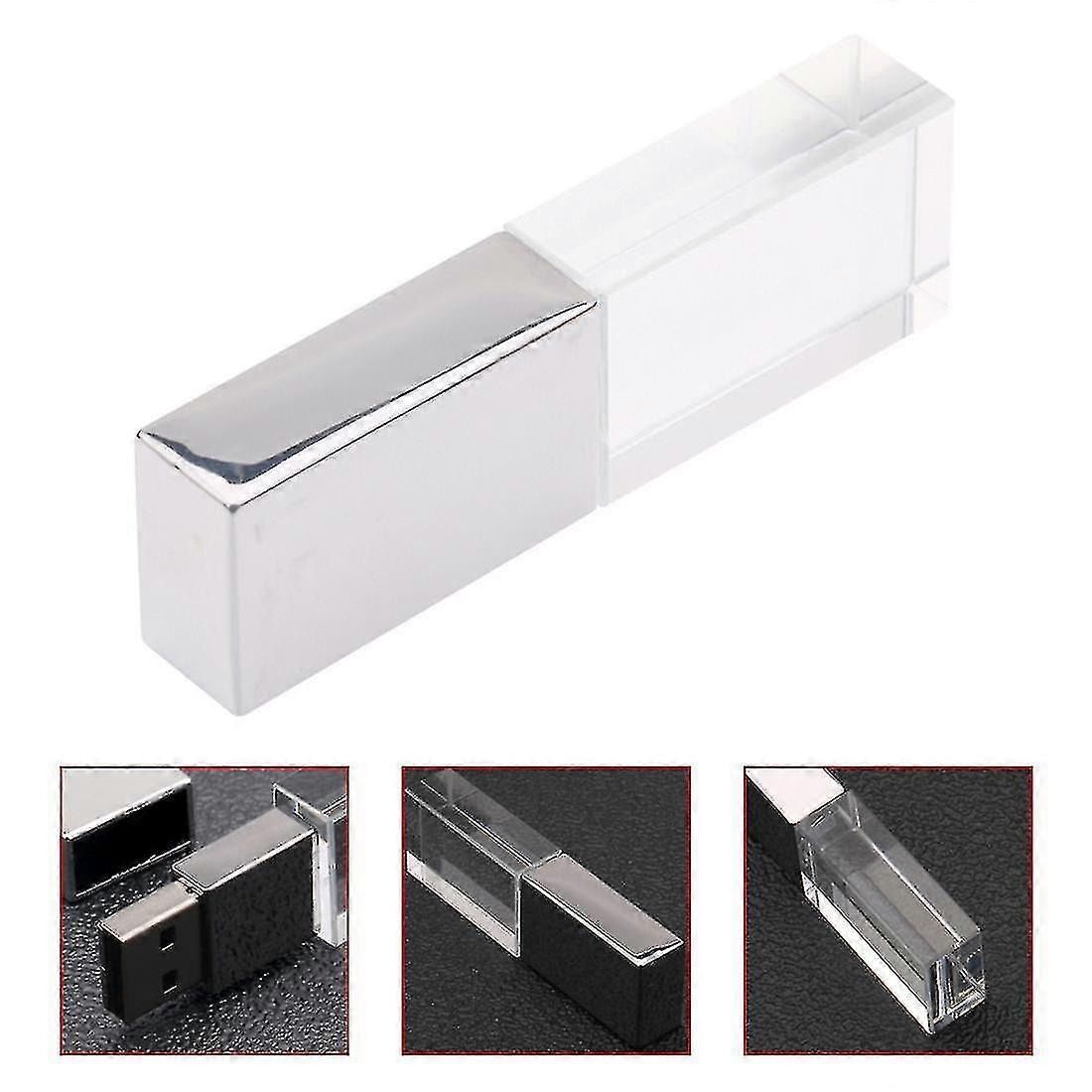 Crystal Transparent Led Light Metal Usb Flash Drive Pen Drive 32gb Usb Memory Stick Disk 16gb