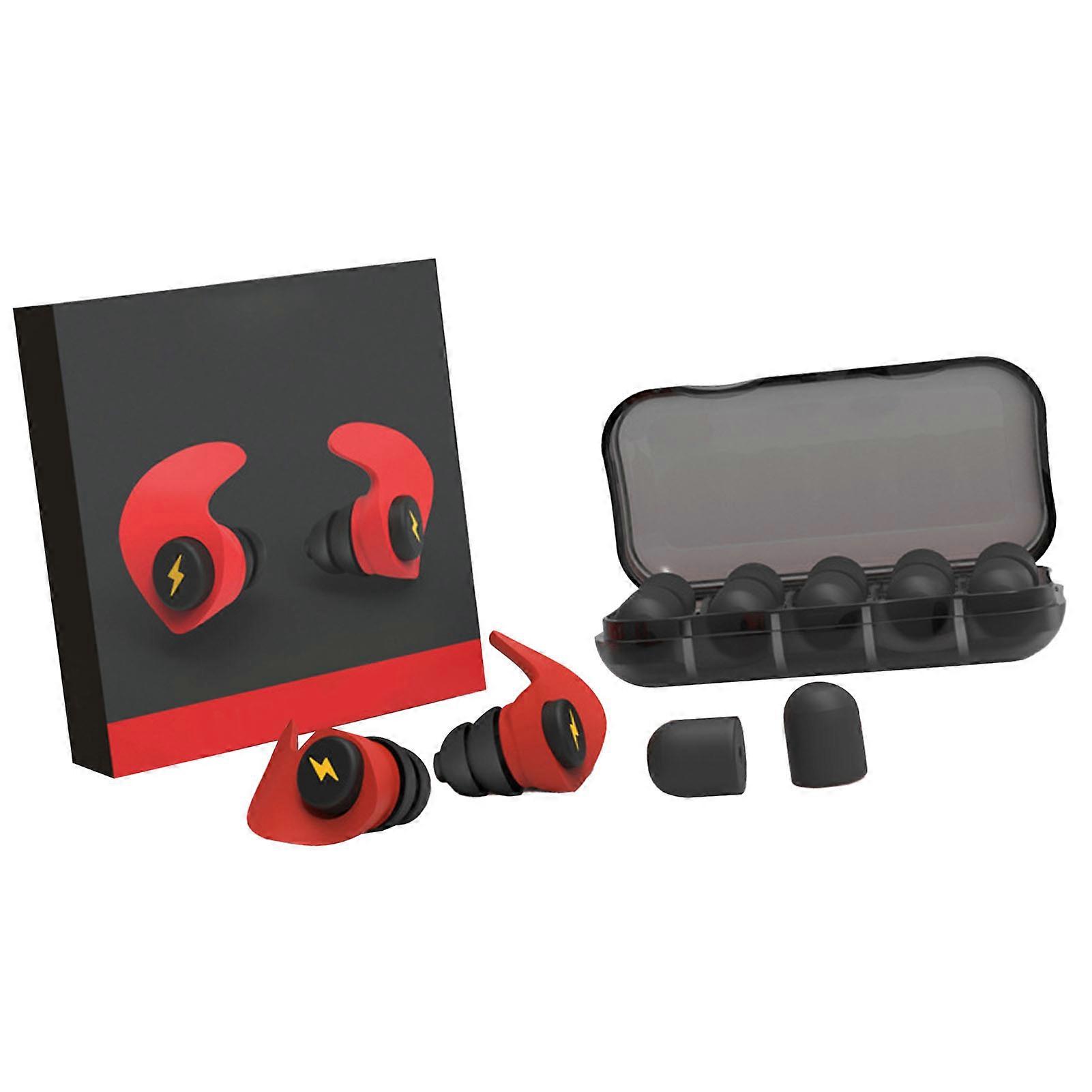 12Pcs Earplug Soft Silicone Ear Plug Noise Reduction Sound Blocking Earplug for Home Sleeping Red